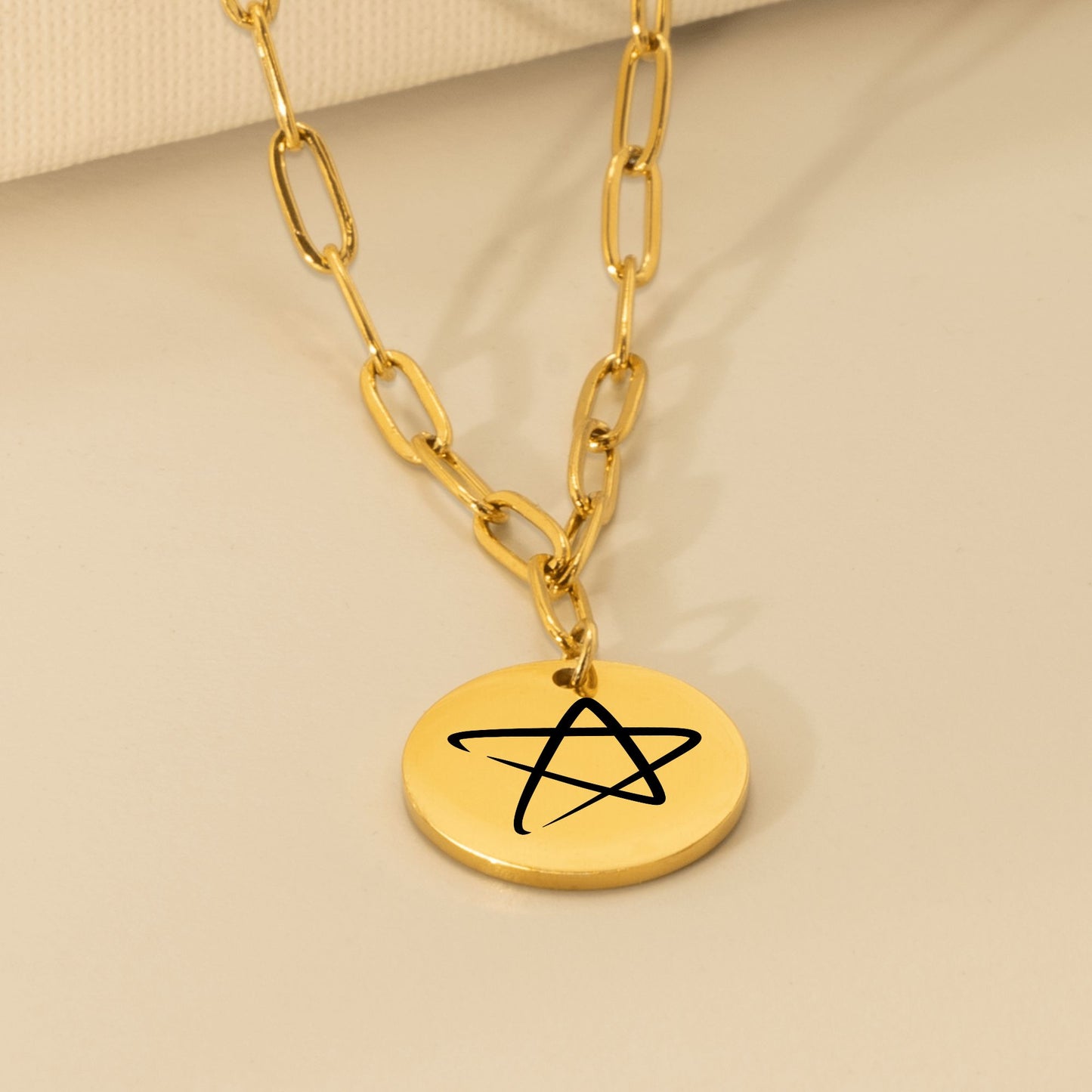 STAR Paperclip Coin Necklace