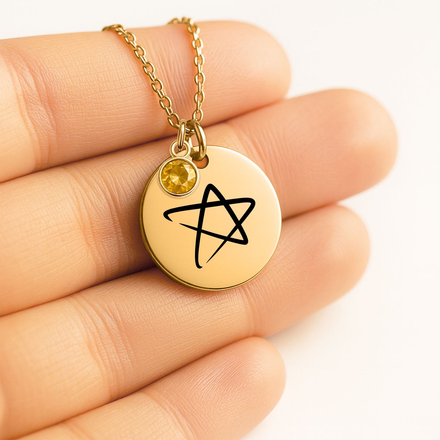 STAR Necklace with Birthstone