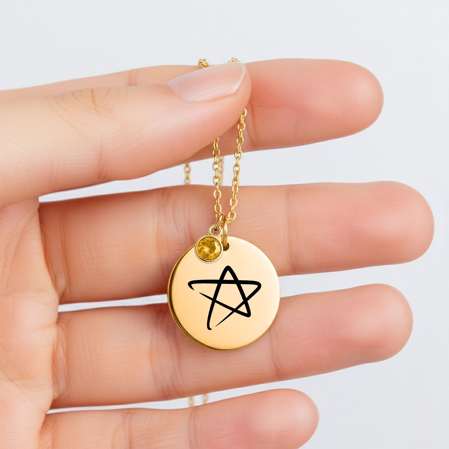 STAR Necklace with Birthstone